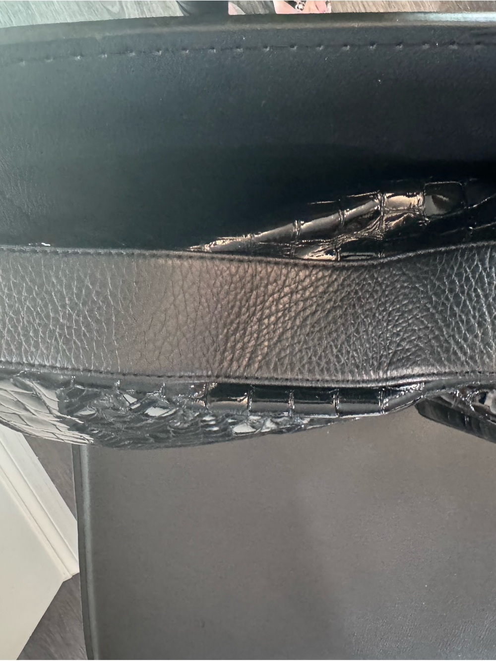 Black Patent Croc-Embossed Shoulder Bag - Picture 9 of 9